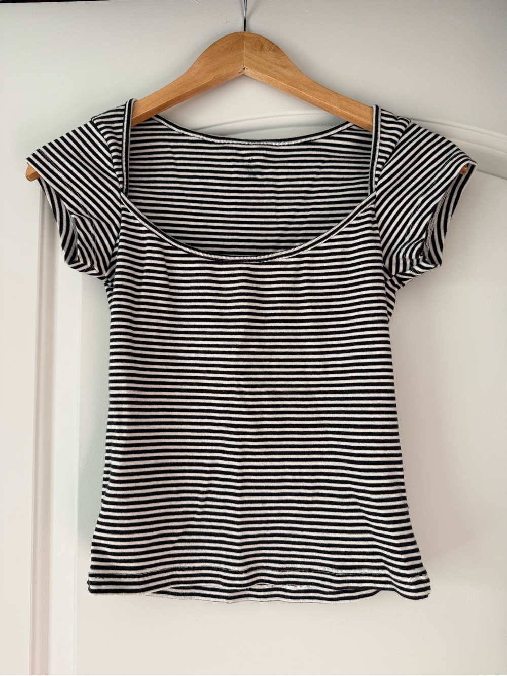 Brandy Melville Black and White Striped Scoop Tee